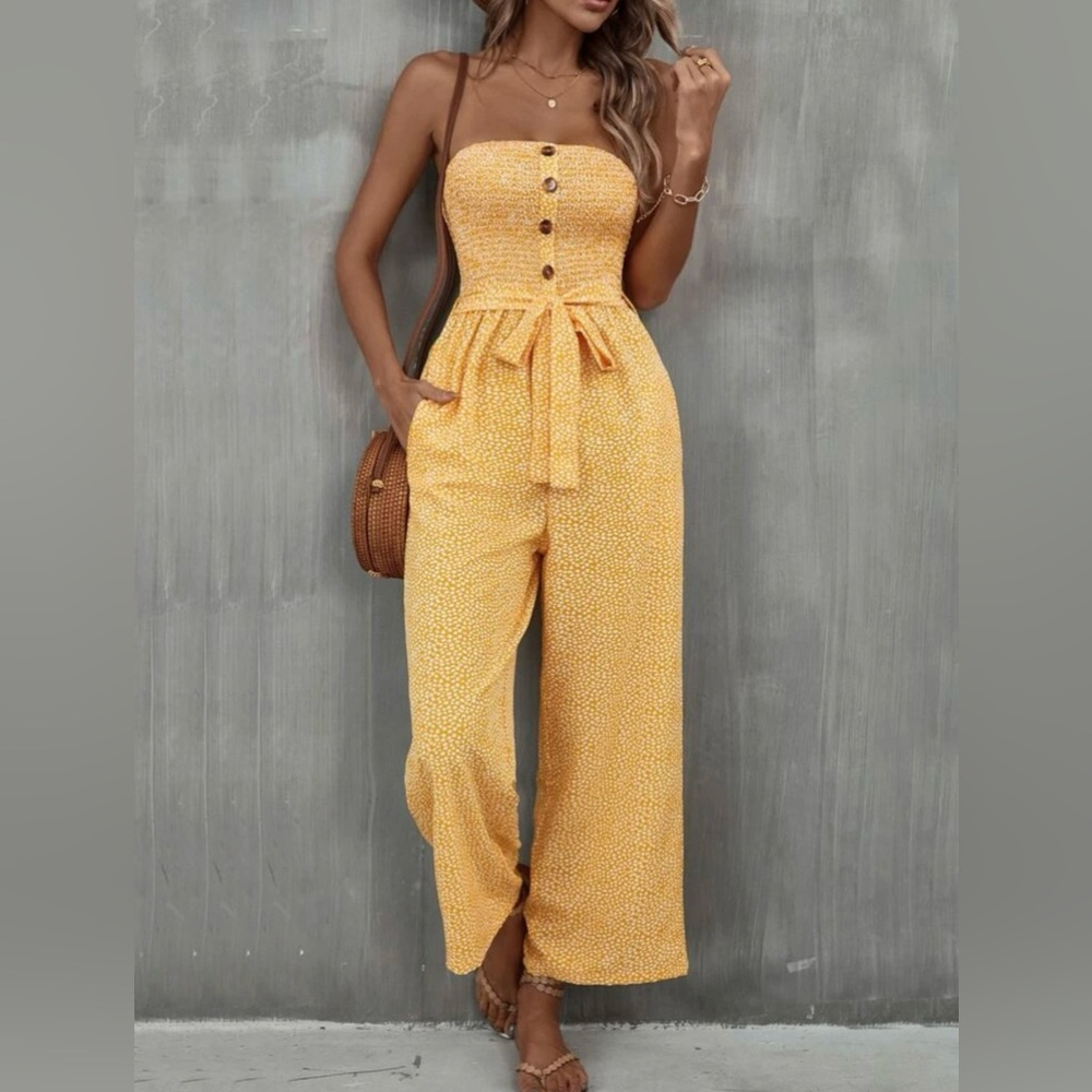 Sunny Yellow Strapless Jumpsuit